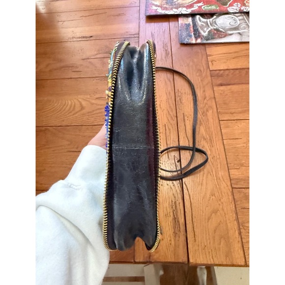 Vtg Sharif Leather Hand-Painted Blue Peacock B-0911 Purse. - Picture 2 of 7